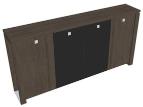 Stredná šatníková skriňa Verno+ 260 x 46 x 130 cm, kombinované dvere, dub antracit / čierna