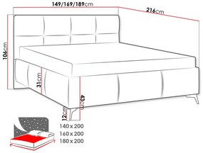 Manželská posteľ s úložným priestorom 140x200 TERCEIRA - béžová