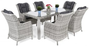 Záhradná jedálenská súprava KINGSTON 180 svetlo-sivá + tmavé podušky
