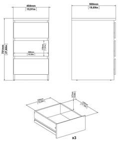 Komoda v dekore duba v prírodnej farbe 40x70x50 cm Naia – Tvilum