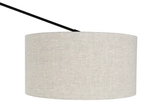 Stojaca lampa čierna so svetlosivým tienidlom 50 cm nastaviteľná - Editor