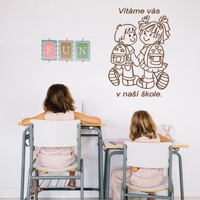 Veselá Stena Samolepka Vítame Vás v našej škole Farba: hnedá, Veľkosť: 100 x 70 cm