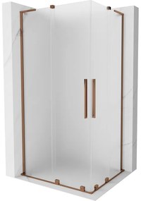 Mexen Velar L Duo, sprchový kút s posuvnými dverami 90 x 80 cm, 8mm sklo námraza, ružové zlato, 871-090-080-02-33-60