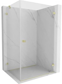 Mexen Lunar-B, pravostranný výklopný sprchový kút 90 x 80 cm, 8mm číre sklo, zlatý kartáčovaný - 832-090-080-55-00-P