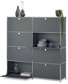 Vysoká komoda »CN3« s 8 výklopnými dvierkami, sivá