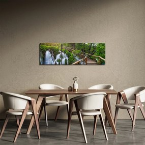 Obraz - Plitvické jazerá (s hodinami) (90x30 cm)