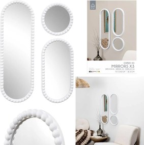 Zrkadlo Pebble, biele, sada 3ks
