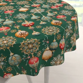 Biante Bavlnený okrúhly obrus Sandra SA-529 Vianočné banky na zelenom Ø 40 cm