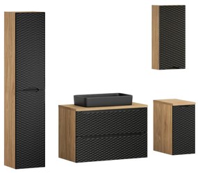 Závěsná skříňka pod umyvadlo Ocean Black s deskou 90 cm černá/dub olejovaný