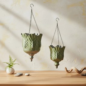 Sada 2 ks závěsných květináčů MARINA II zelená