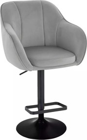 LuxuryForm DESIGN Barová stolička AVOLA VELUR na čiernom tanieri - svetlo šedá