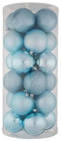 DECOLED Plastové guľôčky, 8 cm, svetlomodré, 8x matné, 8x trblietavé, 8x lesklé