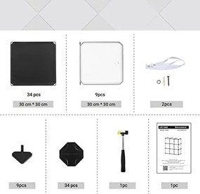 Zásuvný plastový regál s 9 skrinkami, s dvierkami, 93x93x31cm