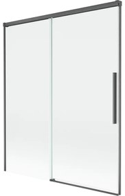 Mexen Rox, 2-krídlová posuvná vaňová zástena 140 x 150 cm, 8mm číre sklo, brúsený grafit profil, 8C9-140-001-66-00
