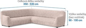 Bielastické poťahy GRAFITI NOVÉ béžové rohová sedačka (š. 350 - 530 cm)