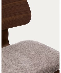 Béžová/tmavohnedá jedálenská stolička v dekore orecha Gena – Kave Home