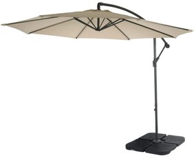 Slnečník Acerra Ø 3m polyester/oceľ - krémová so stojanom