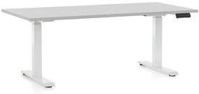 Výškovo nastaviteľný stôl OfficeTech D, 160 x 80 cm, biela podnož, svetlo sivá