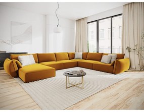Zamatová rohová pohovka v horčicovej farbe (pravý roh/do "U") Vanda – Mazzini Sofas