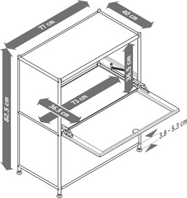 Kovová odkladacia skrinka »CN3« s 2 výklopnými priečinkami