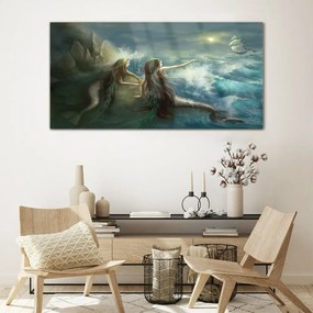 Obraz na skle Siréna oceán loď búrka