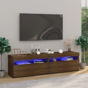 TV skrinky s LED svetlami 2 ks hnedý dub 75x35x40 cm