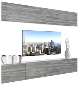 Obývacia stena Belini Premium Full Version šedý antracit Glamour Wood + LED osvetlenie Nexum 96