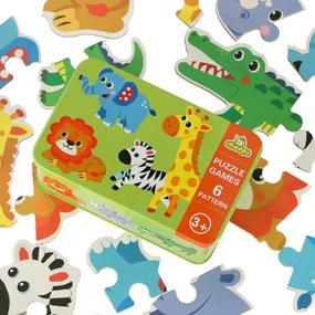 KIK Puzzle v plechovke safari zvieratá 25 puzzle