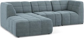 Modrá rohová pohovka z textílie buklé (ľavý roh/s leňoškou) Aloha – Makamii