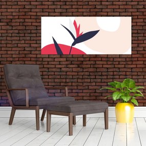 Obraz - Ružová florálna abstrakcia N⁰1 (120x50 cm)