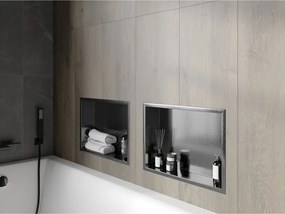 Mexen X-Wall-R, polica na zapustenie s prírubou  45 x 30 cm, grafitová matná - 19E0453010