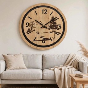 Hodiny na stenu do obývačky - Príroda a les | GRUN: HDF - Javor 30 cm 4799-115371 HDF0609-čiene-ruky