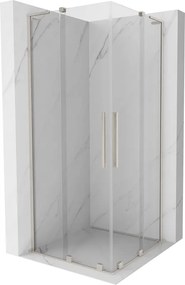 Mexen Velar L Duo, sprchový kút s posuvnými dverami 100 x 100 cm, 8mm číre sklo, brúsená oceľ, 871-100-100-02-03-97