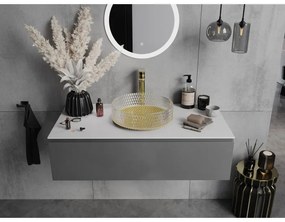 Mexen Aura, sklenené umývadlo na dosku 39 × 39 cm, číra / zlatá, 24013951