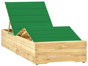 Ležadlo so zeleným vankúšom impregnované borovicové drevo 3065944