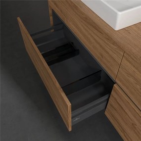 VILLEROY &amp; BOCH Collaro závesná skrinka pod dve umývadlá na dosku, 4 zásuvky, s LED osvetlením, 1600 x 500 x 548 mm, Oak Kansas, C024B0RH