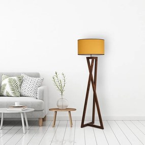 Stojacia lampa v horčicovej a hnedej farbe s textilným tienidlom (výška 149 cm) Maçka – Opviq lights