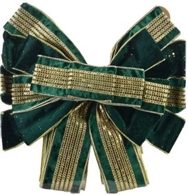 Vánoční dekorativní mašle Santa Lila 32x130 cm zeleno-zlatá