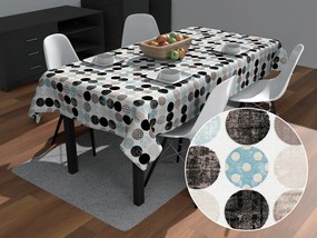 Biante Dekoračný obdĺžnikový obrus Leona LN-060 Tyrkysové a čierne guličky na bielom 120x180 cm