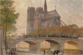 Obraz - Robert William Vonnoh, Notre Dame de Paris, reprodukcia (90x60 cm)
