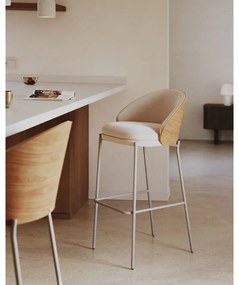 Béžová/vo svetloprírodnej farbe barová stolička (výška sedadla 77 cm) Eamy – Kave Home
