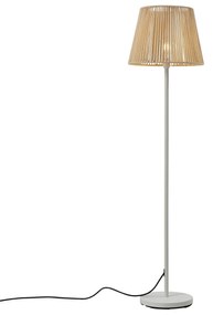 Vonkajšia stojaca lampa biela s béžovým lanovým tienidlom IP44 - Virginia Jayla