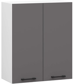 Závesná kuchynská skrinka OLIVIE 60x72 cm matná biela/matná grafitovo šedá