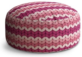 Taburet Circle striedavé ružové pletenie, ružová