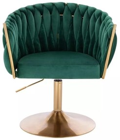 LuxuryForm DESIGN Kreslo NORDEN VELUR na zlatom tanieri - zelené
