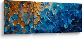 Obraz - Modrozlatá maľba (s hodinami) (90x30 cm)