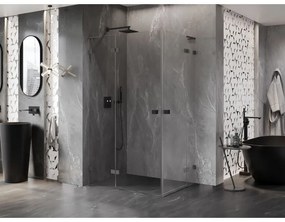 Mexen Lunar, L Duo výklopný sprchový kút 110 x 85 cm, 8mm číre sklo, grafitový profil, 834L-110L-085P-95-00