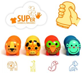 Detské pečiatky v súprave 4 ks Safari zvieratká - Djeco