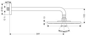 Hansgrohe Raindance S, hlavová sprcha 240 1jet so sprchovým ramenom, chrómová, HAN-27474000