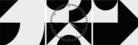 Obraz - Geometrická abstrakcia N⁰1 (s hodinami) (90x30 cm)